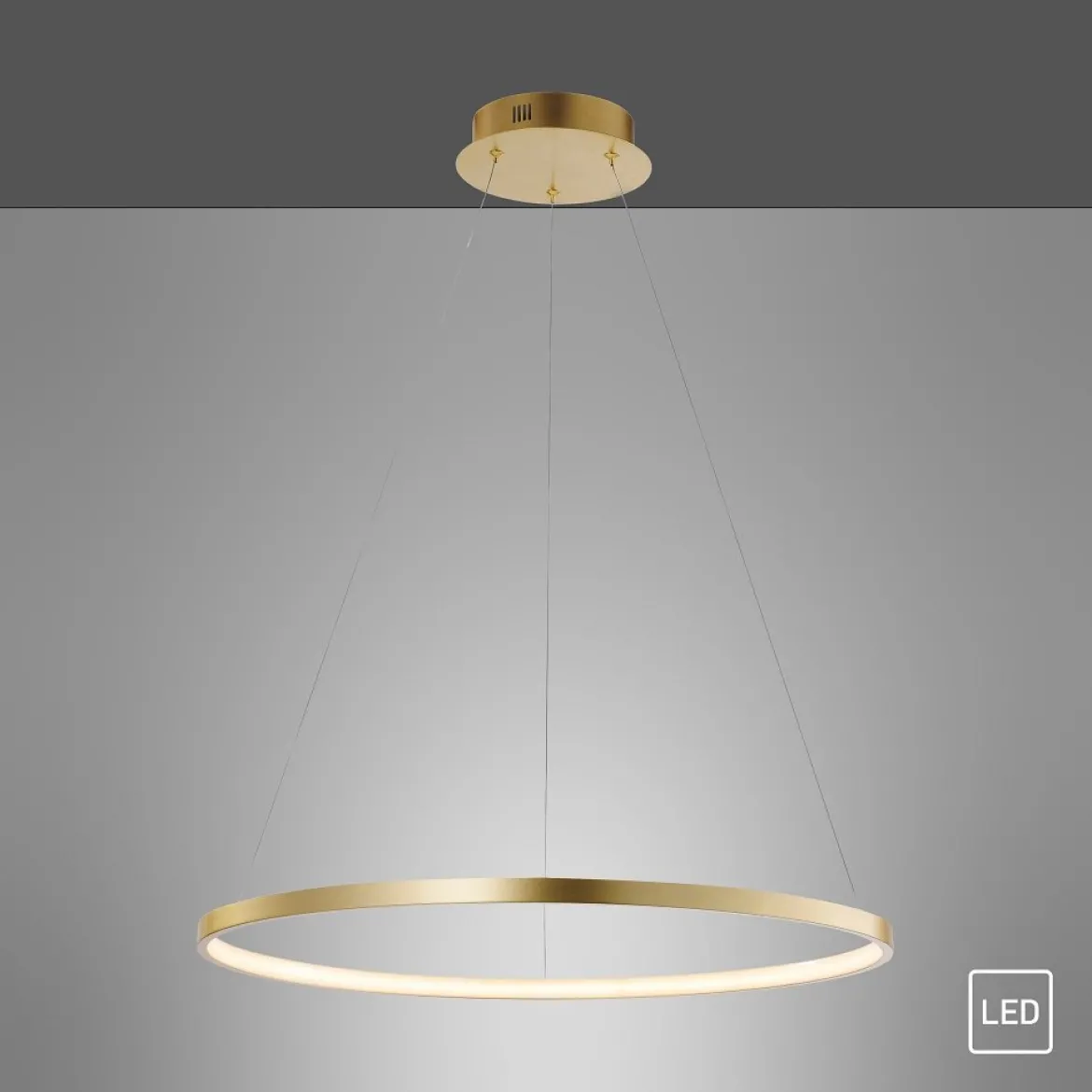 JUST LIGHT 11524-12 LED Pendelleuchte Circle 60cm 3000K Gold
