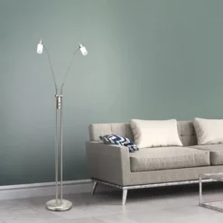 JUST LIGHT 11937-55 LED Stehleuchte 2-flammig 3000K GU10 Stahl