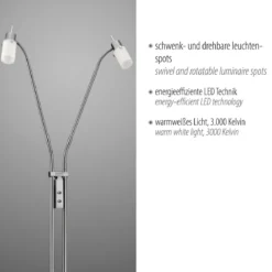 JUST LIGHT 11937-55 LED Stehleuchte 2-flammig 3000K GU10 Stahl