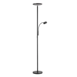 JUST LIGHT 11709-18 LED Stehleuchte Hans mit Lesearm 3000K dimmbar Schwarz