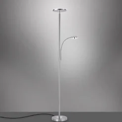 JUST LIGHT 11709-55 LED Stehleuchte Hans mit Lesearm 3000K dimmbar Stahl