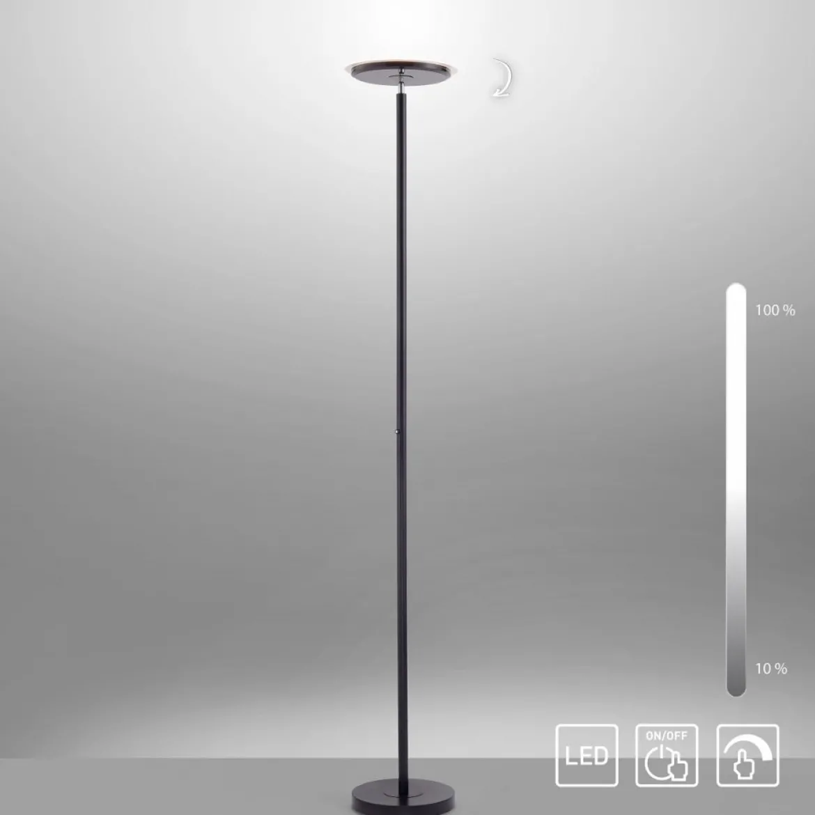 JUST LIGHT 11729-18 LED Stehleuchte Hans 3000K dimmbar Schwarz