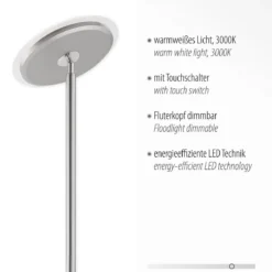 JUST LIGHT 11729-55 LED Stehleuchte Hans 3000K dimmbar Stahl