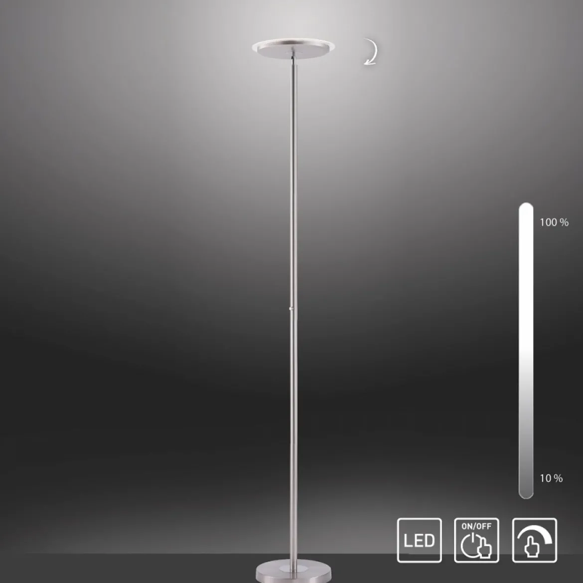 JUST LIGHT 11729-55 LED Stehleuchte Hans 3000K dimmbar Stahl