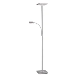JUST LIGHT 11710-55 LED Stehleuchte Hans eckig mit Lesearm 3000K dimmbar Stahl