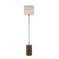 JUST LIGHT 11234-79 LED Stehleuchte Holzdekor Stoffschirm E27 165cm