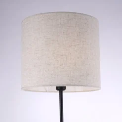JUST LIGHT 11234-79 LED Stehleuchte Holzdekor Stoffschirm E27 165cm