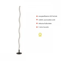 JUST LIGHT 15168-18 LED Stehleuchte WAVE schwarz Wellenform