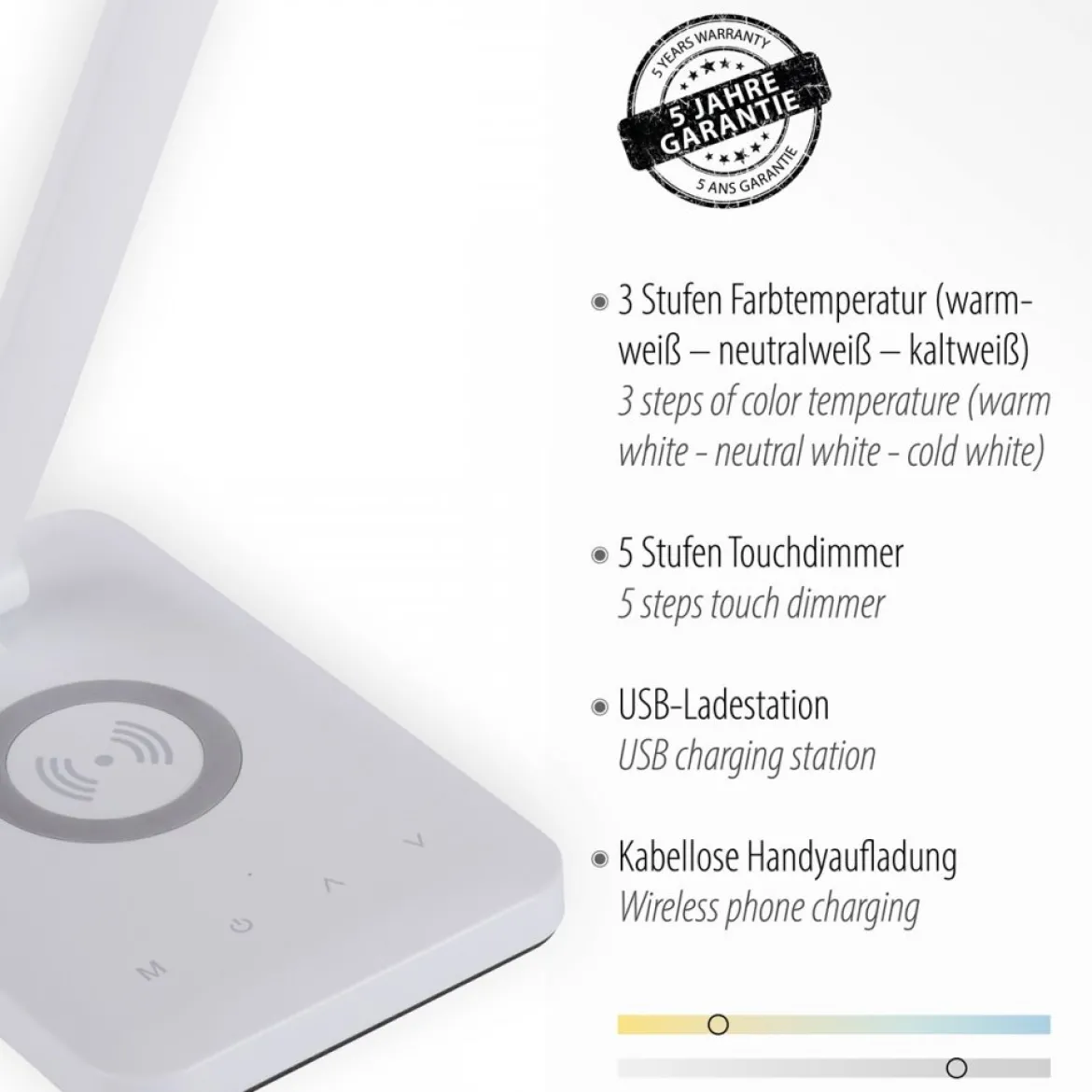 JUST LIGHT 14415-16 LED Tischleuchte FLORENTINA Touchdimmer weiss CCT Funktion