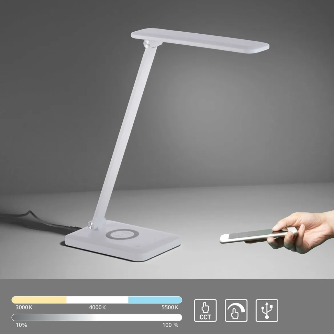 JUST LIGHT 14415-16 LED Tischleuchte FLORENTINA Touchdimmer weiss CCT Funktion
