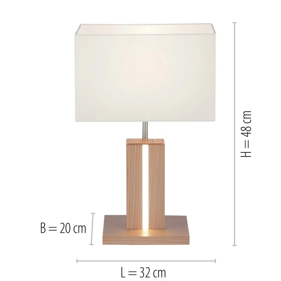 JUST LIGHT 11421-78 LED Tischleuchte Holzdekor Stoffschirm E27