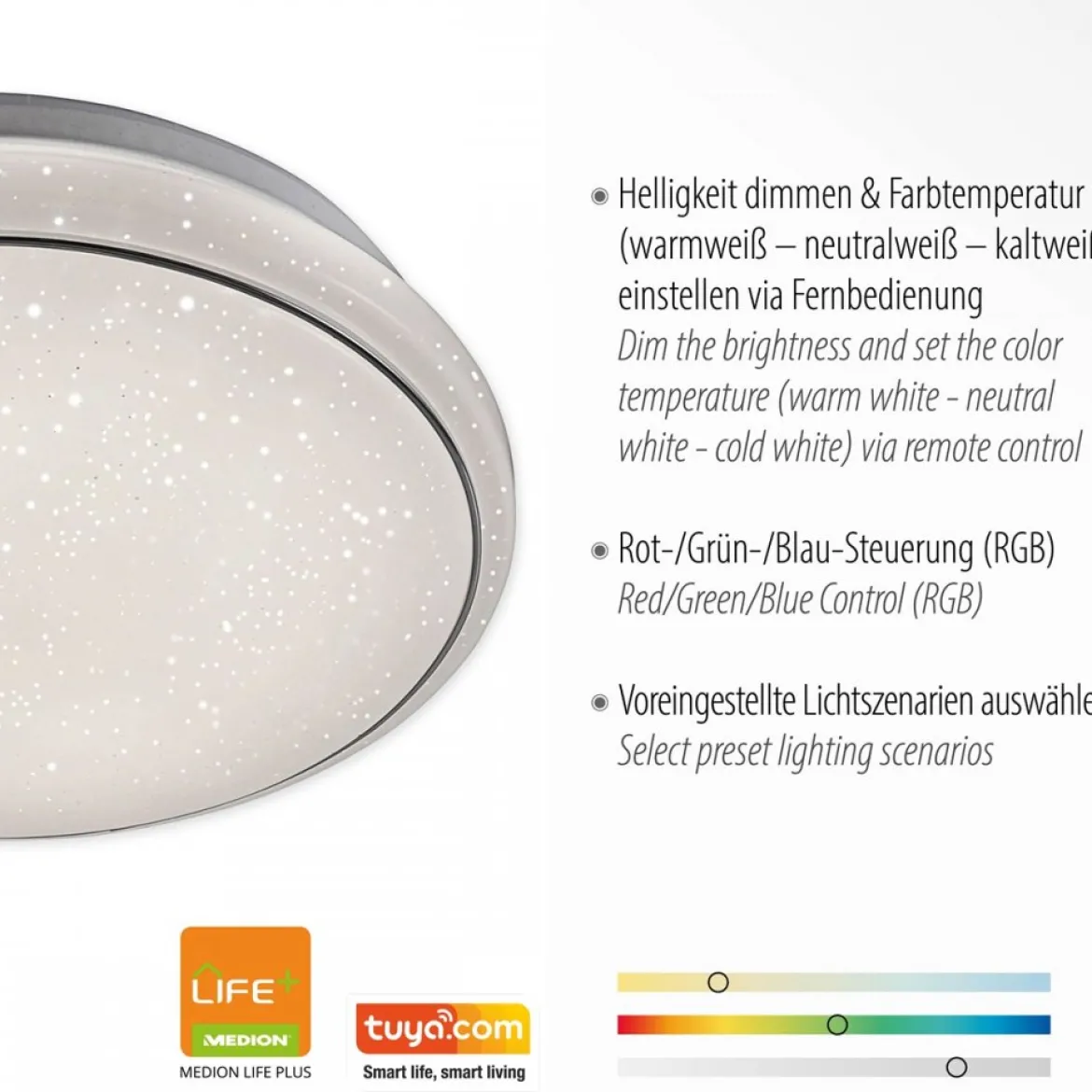 JUST LIGHT 14742-16 LOLAsmart-Jupi LED Deckenleuchte Sternenhimmel 35cm RGBW