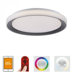 JUST LIGHT 14659-18 LOLAsmart LED Deckenleuchte DISC schwarz 51cm RGBW
