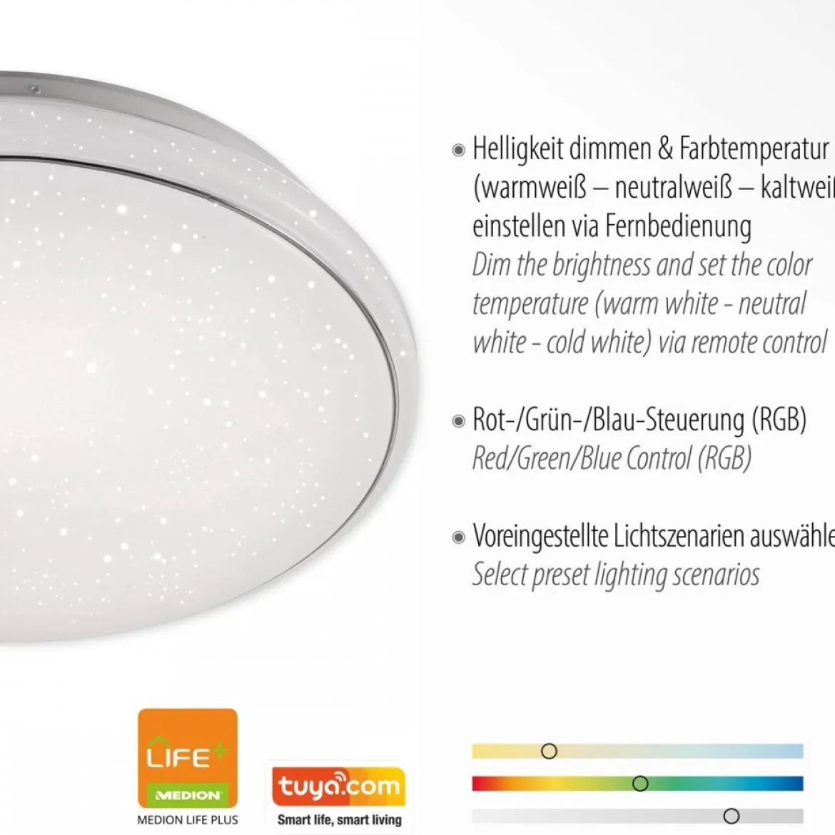 JUST LIGHT 14743-16 LOLAsmart LED Deckenleuchte Sternenhimmel rund 44cm RGBW