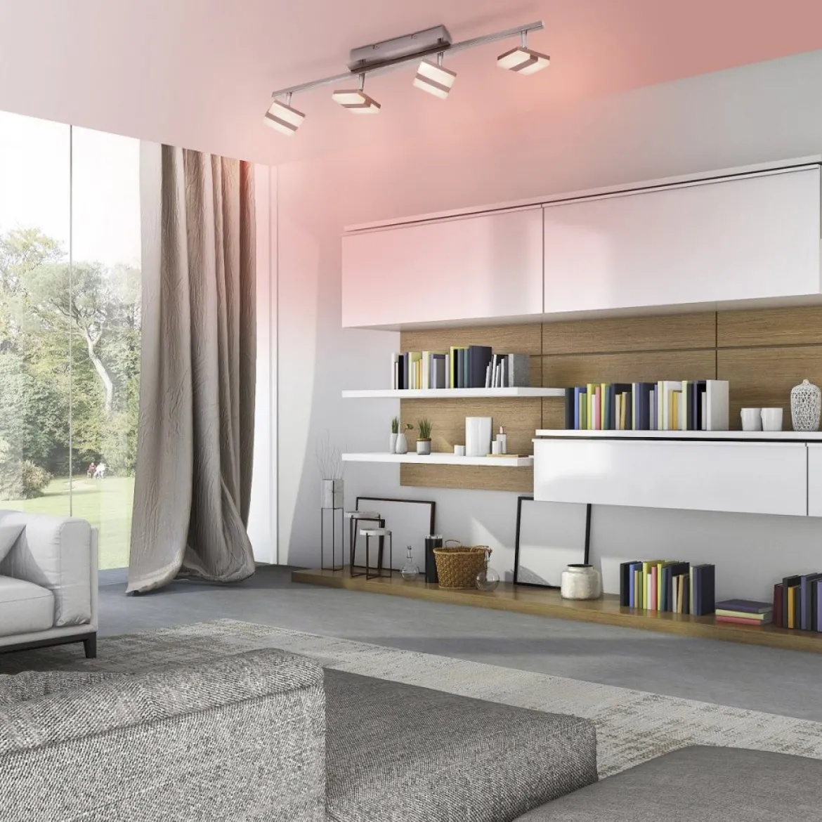 JUST LIGHT 12084-55 LOLAsmart LED Deckenleuchte Sabi 4-flammig Smart Home RGB CCT stahlfarben