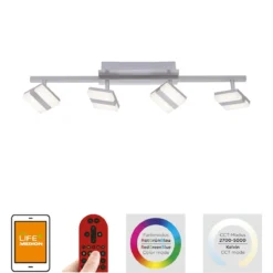 JUST LIGHT 12084-55 LOLAsmart LED Deckenleuchte Sabi 4-flammig Smart Home RGB CCT stahlfarben