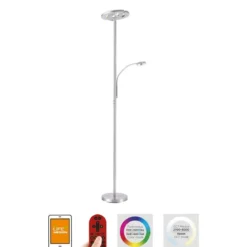 JUST LIGHT 11858-55 LOLAsmart-Rocco LED Stehleuchte mit Lesearm RGBW stahlfarben