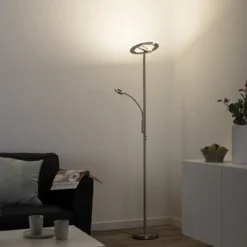 JUST LIGHT 11858-55 LOLAsmart-Rocco LED Stehleuchte mit Lesearm RGBW stahlfarben