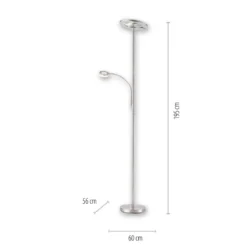 JUST LIGHT 11858-55 LOLAsmart-Rocco LED Stehleuchte mit Lesearm RGBW stahlfarben