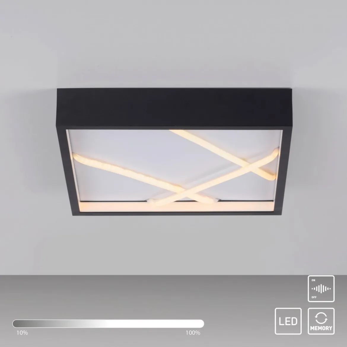 JUST LIGHT 14092-18 MIKADO Deckenleuchte eckig schwarz 3000K