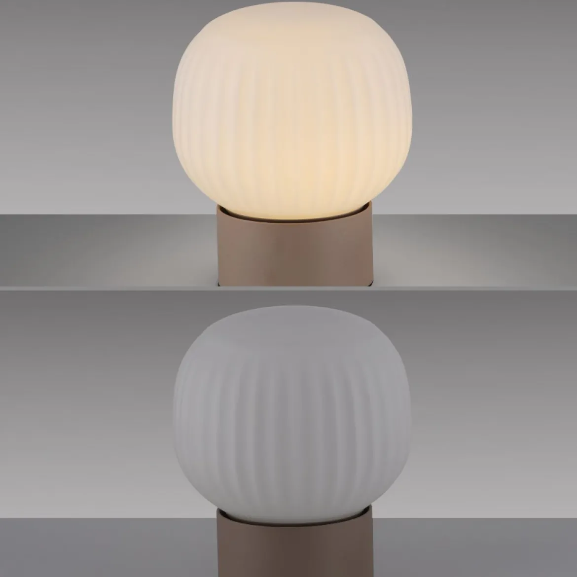 JUST LIGHT 15175-39 NAMI Tischleuchte sand geriffeltes Opalglas