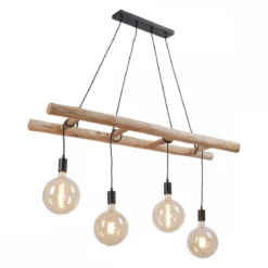 JUST LIGHT 15025-18 Pendelleuchte EDGAR 4-flammig schwarz Holz