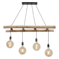 JUST LIGHT 15025-18 Pendelleuchte EDGAR 4-flammig schwarz Holz