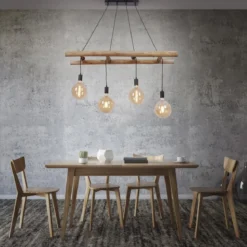 JUST LIGHT 15025-18 Pendelleuchte EDGAR 4-flammig schwarz Holz
