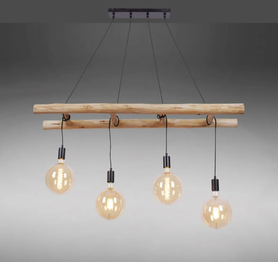 JUST LIGHT 15025-18 Pendelleuchte EDGAR 4-flammig schwarz Holz