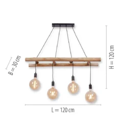 JUST LIGHT 15025-18 Pendelleuchte EDGAR 4-flammig schwarz Holz