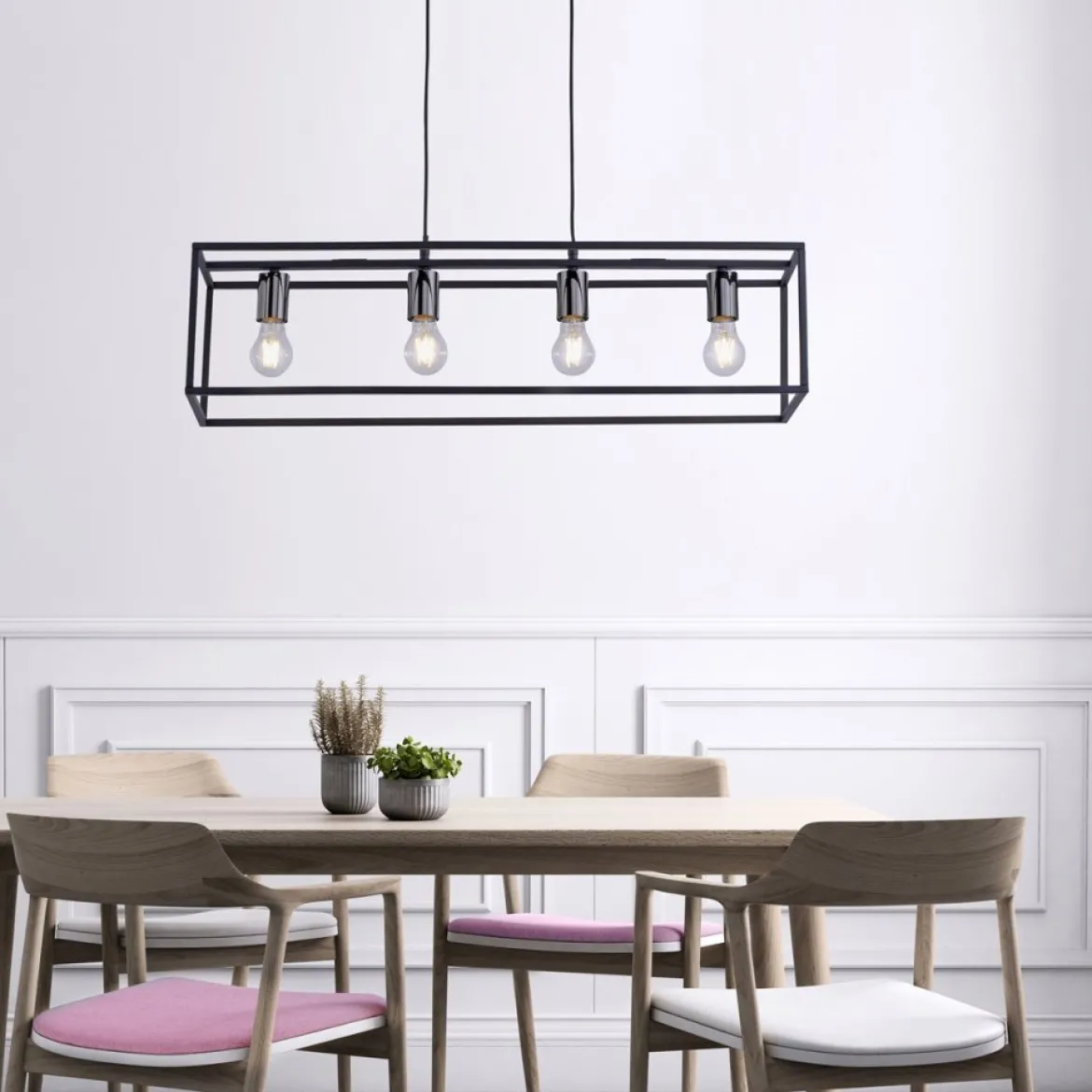 JUST LIGHT 15854-18 Pendelleuchte FABIO 4-flammig schwarz