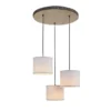 JUST LIGHT 11236-79 Pendelleuchte rund 3-flammig Holzdekor Stoffschirme E27