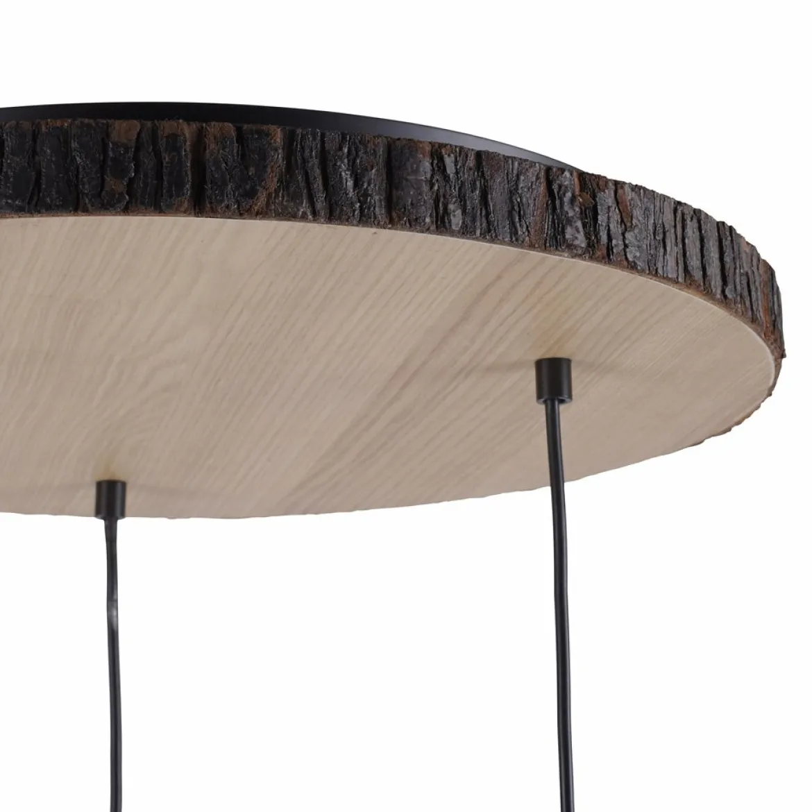 JUST LIGHT 11236-79 Pendelleuchte rund 3-flammig Holzdekor Stoffschirme E27