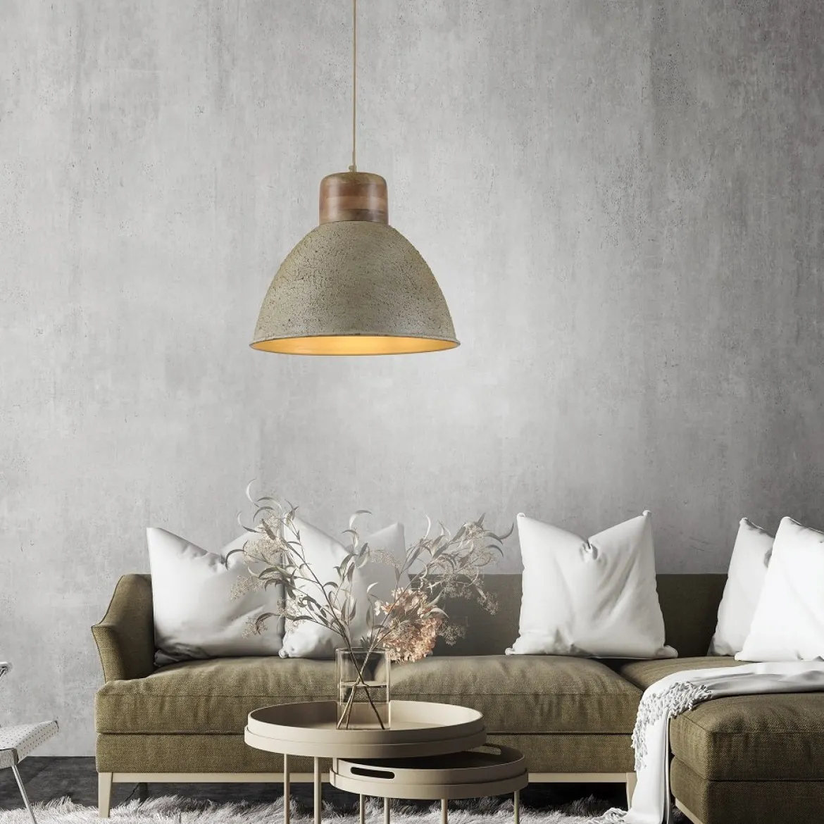 JUST LIGHT 11985-39 Pendelleuchte Samia E27 Beige Mangoholz