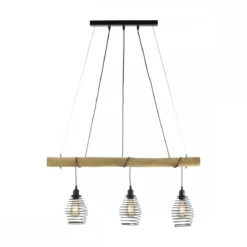 JUST LIGHT 15526-79 Pendelleuchte SPRING Holz-natur 3-flammig