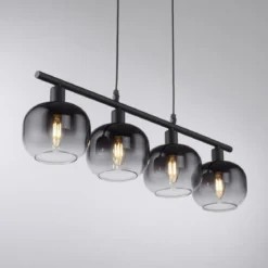 JUST LIGHT 15421-18 Pendelleuchte ZEA 4-flammig schwarz rauchglas