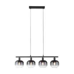 JUST LIGHT 15421-18 Pendelleuchte ZEA 4-flammig schwarz rauchglas