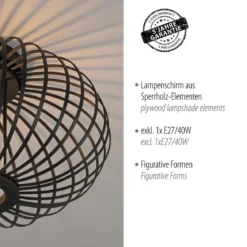 JUST LIGHT 11410-18 RACOON Deckenleuchte schwarz 40cm E27