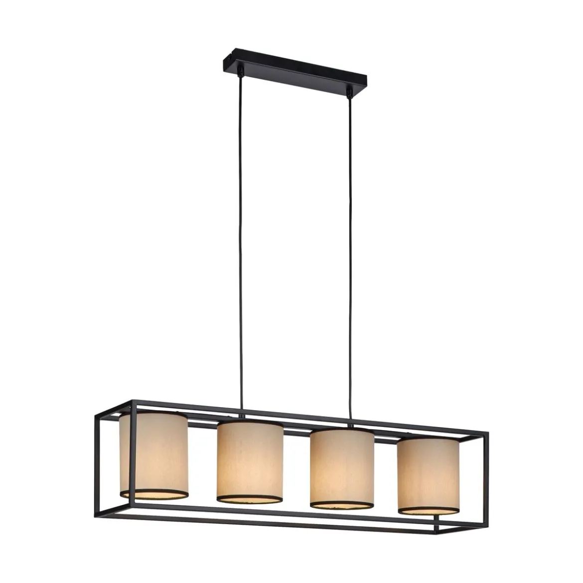 JUST LIGHT 15305-18 RAVEN Pendelleuchte 4-flammig schwarz Stoffschirme