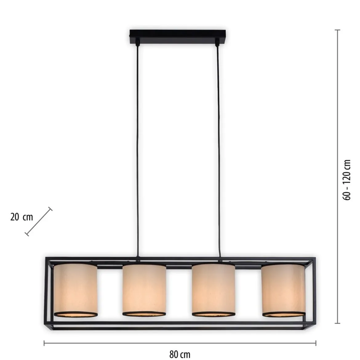 JUST LIGHT 15305-18 RAVEN Pendelleuchte 4-flammig schwarz Stoffschirme
