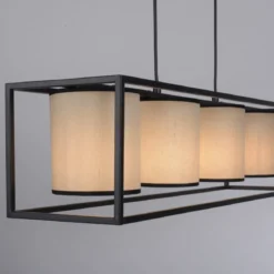 JUST LIGHT 15305-18 RAVEN Pendelleuchte 4-flammig schwarz Stoffschirme