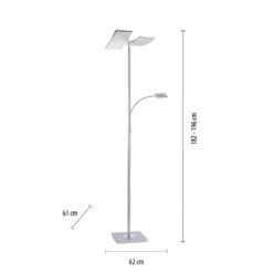 JUST LIGHT 11725-55 RUBEN LED Stehleuchte mit Lesearm 3000K dimmbar stahlfarben