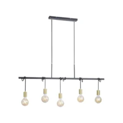 JUST LIGHT 11330-60 TAMARA Pendelleuchte 5-flammig schwarz matt gold Vintage Look