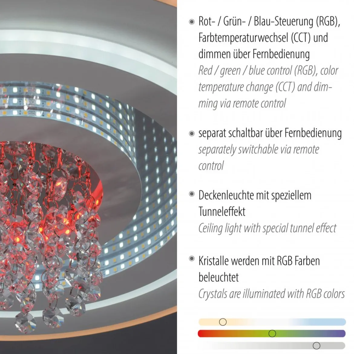 JUST LIGHT 14518-16 TOLAGO Deckenleuchte weiss effekt und Kristall