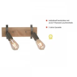 JUST LIGHT 13472-79 Wandleuchte Slat 2-flammig Vintage-Stil Holz