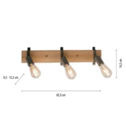 JUST LIGHT 13473-79 Wand- und Deckenleuchte Slat 3-flammig Vintage-Stil Holz