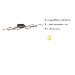 JUST LIGHT 15166-18 WAVE LED Deckenleuchte schwarz Wellenform 3000K 98cm