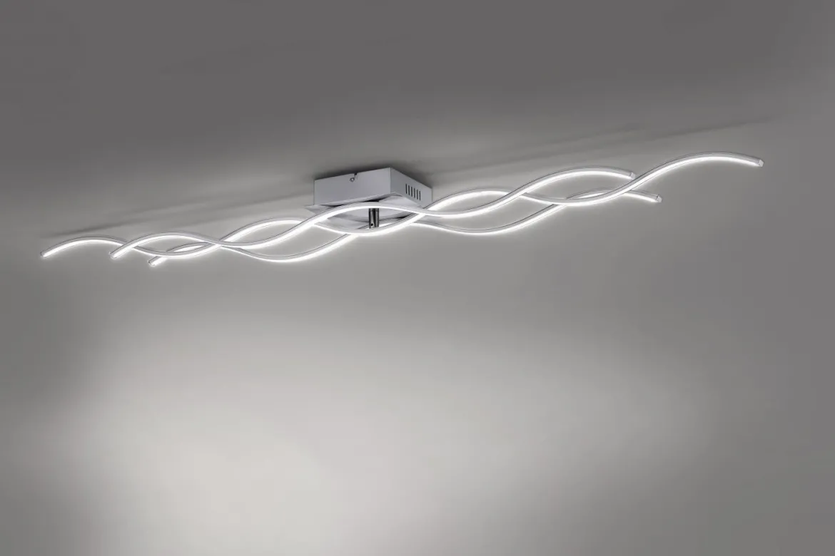 JUST LIGHT 15167-55 WAVE LED Deckenleuchte stahlfarben Wellenform 3000K 140cm
