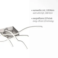 JUST LIGHT 15132-55 WAVE LED Deckenleuchte silberfarben 3000K