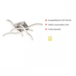 JUST LIGHT 15131-55 WAVE LED Deckenleuchte silber 3000K